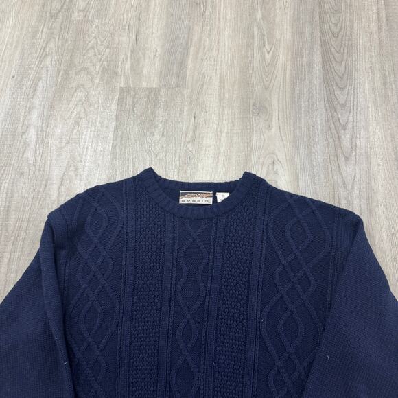 Vintage Bobbio Sweater Men's Extra Large XL Blue Knit Fisherman Chunky 90s Wool - Picture 2 of 6